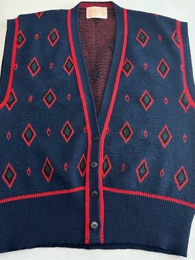 Vintage Pendleton Wool Sweater Vest Mens Large USA Geometric Grandpa Core